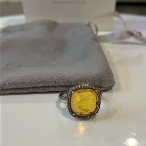 JUPITER Silver /Yellow Facet Gemstone Ring  Crystal Setting SIZE 6.5 BRAND NEW - Picture 3 of 4